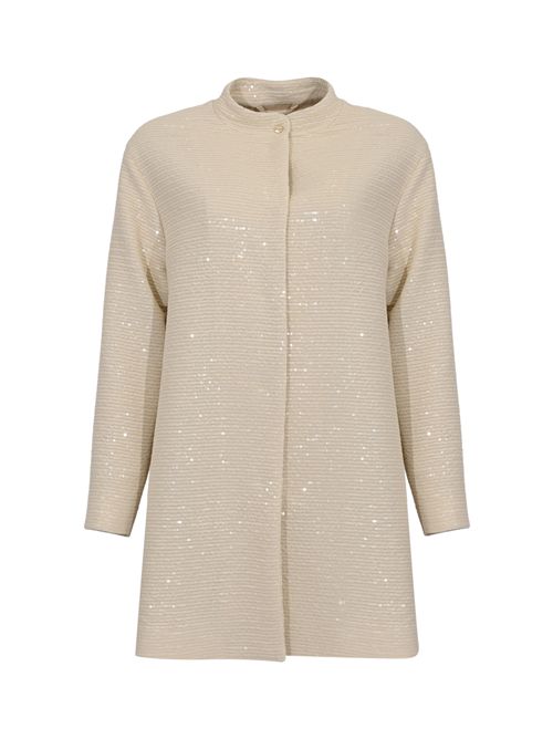 Cappotto con paillettes Avorio Herno | CA000610D 12862S1200